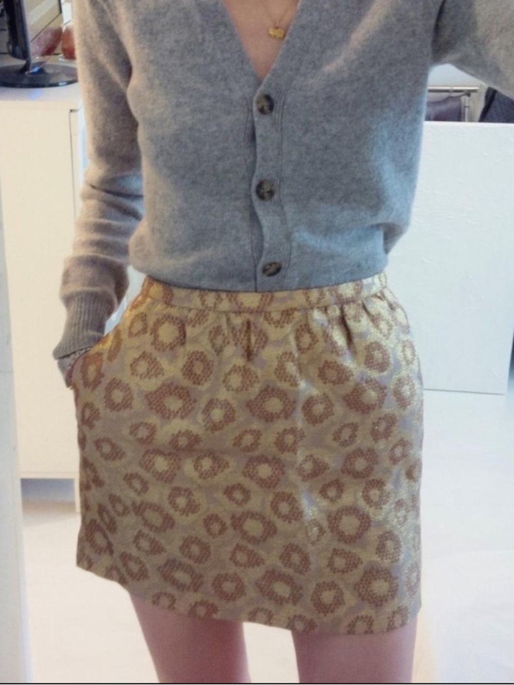 J.Crew Golden Jacquard Animal Print Skirt